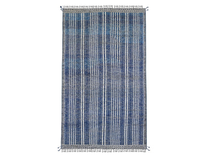Blue 6'0" x 10'4" Tribal & Geometric Hand knotted Wool Rug - Sku: O020741