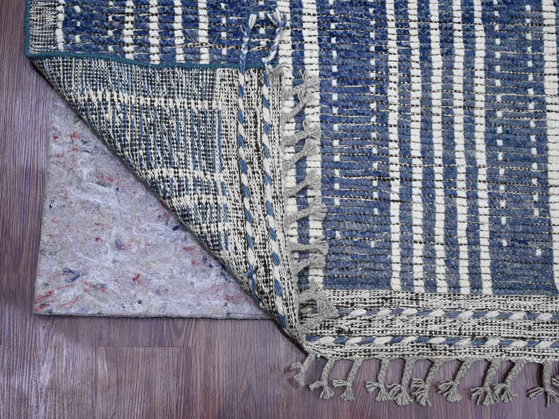 Tribal & Geometric hand-knotted wool rug in Blue & Gray, 6' x 10'4" — SKU O020741 (view 2)