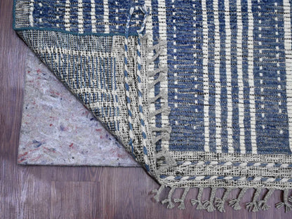 Blue 6'0" x 10'4" Tribal & Geometric Hand knotted Wool Rug - Sku: O020741