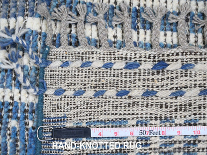 Blue 6'0" x 10'4" Tribal & Geometric Hand knotted Wool Rug - Sku: O020741