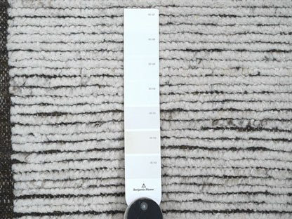 Tribal & Geometric hand-knotted wool rug in Ivory & Chocolate Brown, 6'6" x 8'11" — SKU O020743 (view 3)
