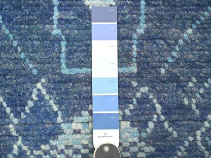 Blue 2'10" x 10'3" Tribal & Geometric Hand knotted Wool Rug - Sku: O020746
