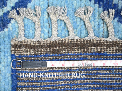 Blue 2'10" x 10'3" Tribal & Geometric Hand knotted Wool Rug - Sku: O020746