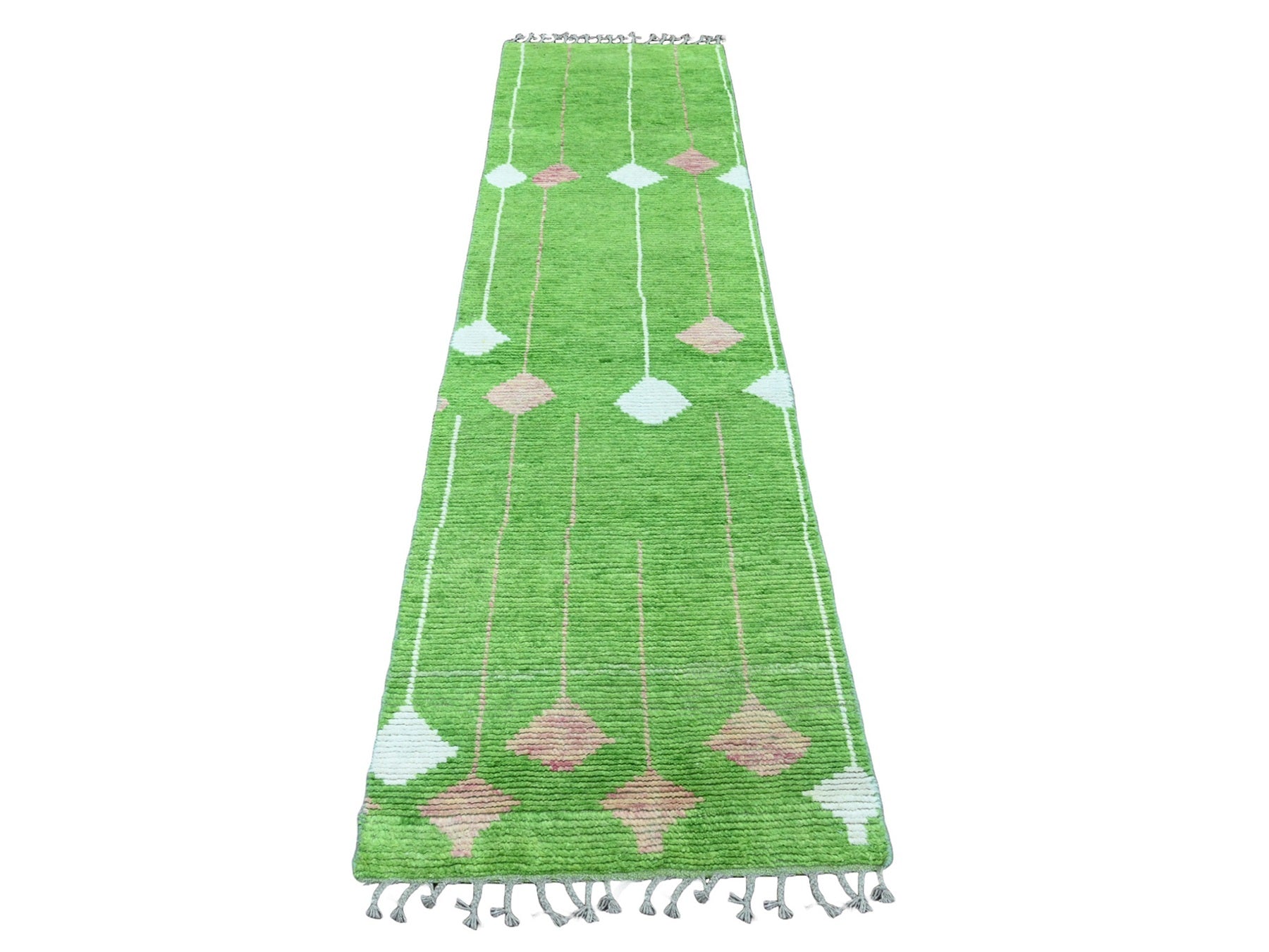 Green 2'6" x 9'1" Tribal Hand knotted Wool Rug - Sku: O020747