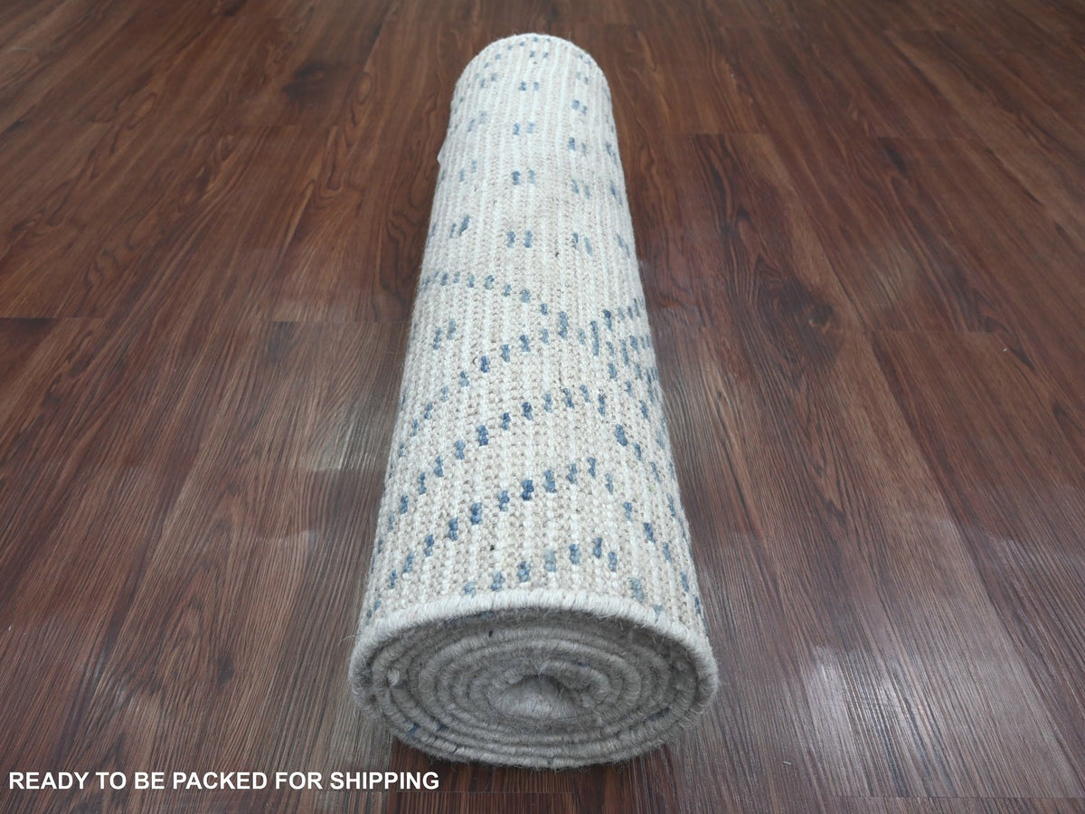 Tribal & Geometric hand-knotted wool runner in Ivory, 2'5" x 10'6" — SKU O020748 (view 4)