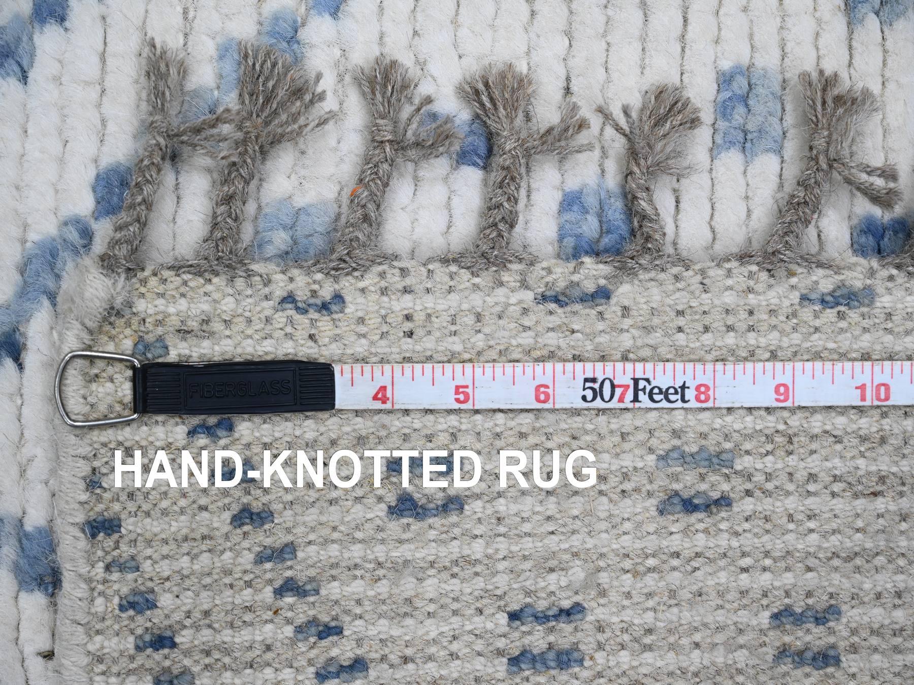 Tribal & Geometric hand-knotted wool runner in Ivory, 2'5" x 10'6" — SKU O020748 (view 6)