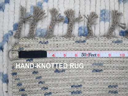 Tribal & Geometric hand-knotted wool runner in Ivory, 2'5" x 10'6" — SKU O020748 (view 6)