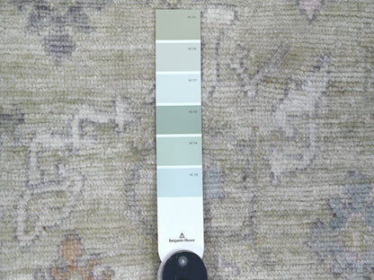 Green 4'1" x 4'2" Oushak / Peshawar Hand knotted Wool Rug - Sku: O020752