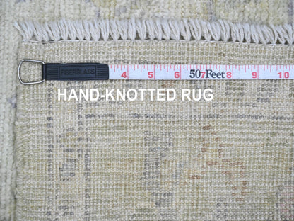 Green 4'1" x 4'2" Oushak / Peshawar Hand knotted Wool Rug - Sku: O020752