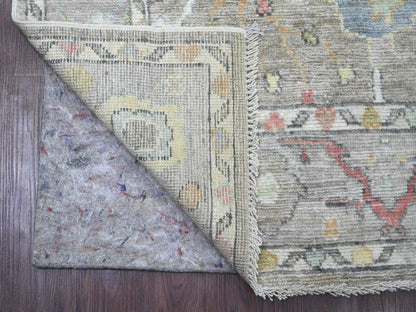Grey 3'9" x 12'1" Oushak And Peshawar Hand knotted Wool Rug - Sku: O020759