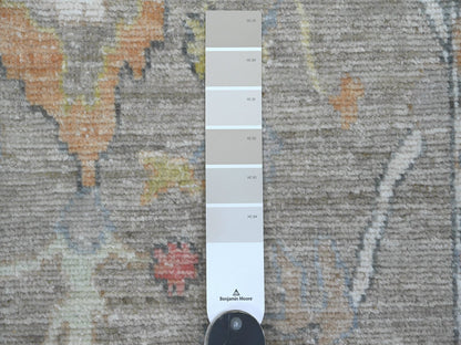 Grey 3'9" x 12'1" Oushak And Peshawar Hand knotted Wool Rug - Sku: O020759