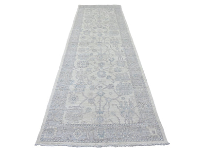 Ivory 3'11" x 12'2" Oushak And Peshawar Hand knotted Wool Rug - Sku: O020764
