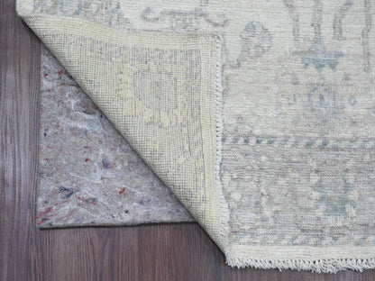 Ivory 3'11" x 12'2" Oushak And Peshawar Hand knotted Wool Rug - Sku: O020764