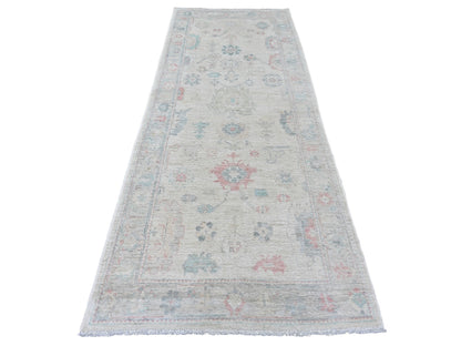 Ivory 3'10" x 10'0" Oushak And Peshawar Hand knotted Wool Rug - Sku: O020767