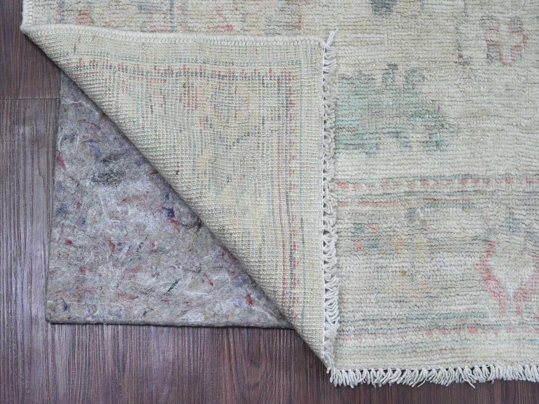 Ivory 3'10" x 10'0" Oushak / Peshawar Hand knotted Wool Rug - Sku: O020767