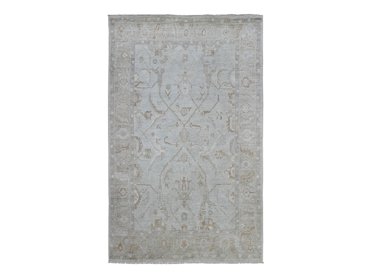 Oushak Oushak hand-knotted wool rug in Ivory & Brown, 5'8" x 9'2" — SKU O020776
