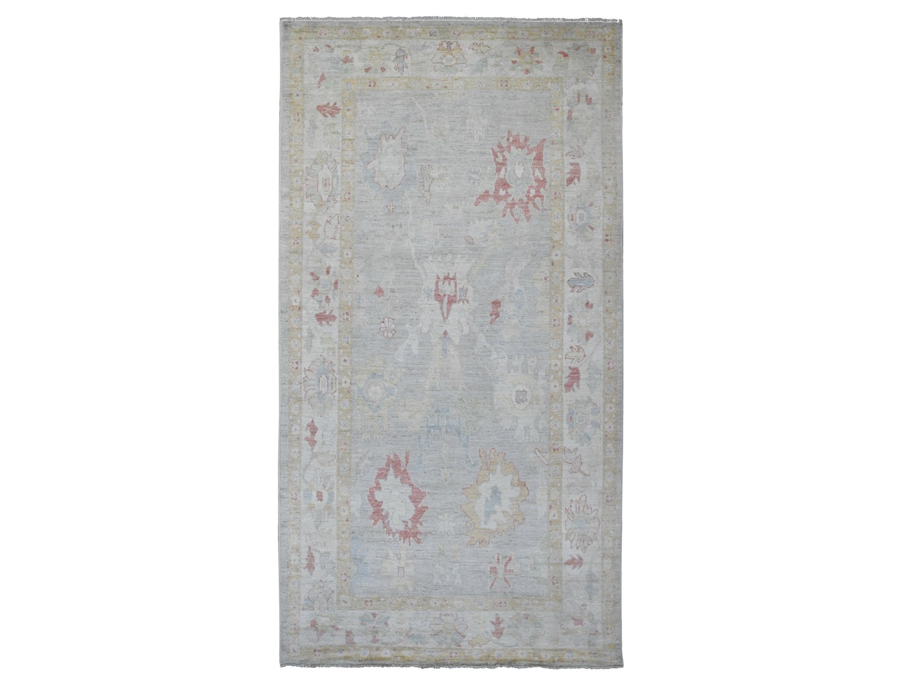 Gray 6'2" x 11'8" Oushak / Peshawar Hand knotted Wool Rug - Sku: O020781