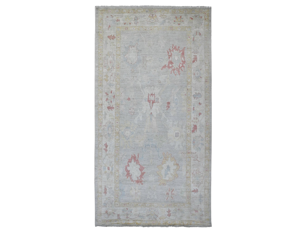 Oushak Oushak hand-knotted wool runner in Gray & Ivory, 6'2" x 11'8" — SKU O020781