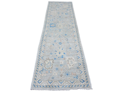Oushak Oushak hand-knotted wool runner in Gray, 2'9" x 9'7" — SKU O020786