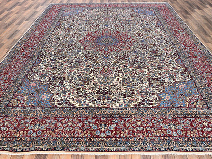 Kerman Vintage hand-knotted wool rug in Ivory & Red, 9'10" x 12'7" — SKU O02078 (view 2)