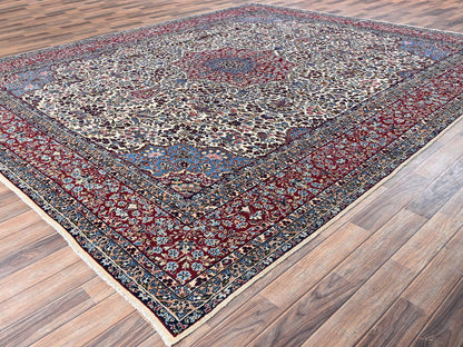 Kerman Vintage hand-knotted wool rug in Ivory & Red, 9'10" x 12'7" — SKU O02078 (view 3)