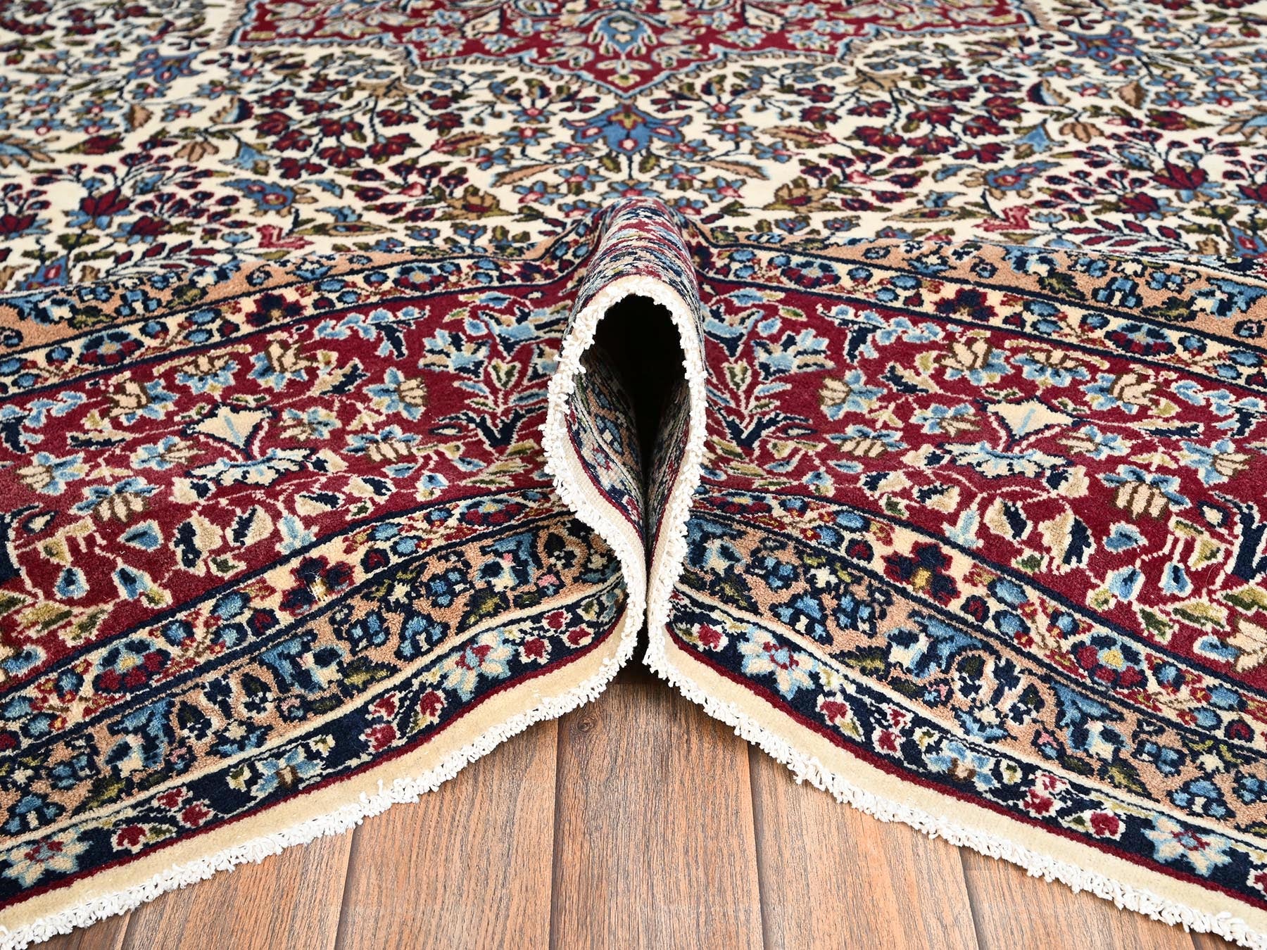 Kerman Vintage hand-knotted wool rug in Ivory & Red, 9'10" x 12'7" — SKU O02078 (view 6)