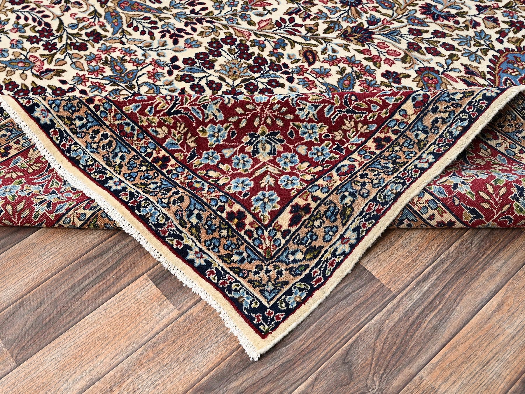 Kerman Vintage hand-knotted wool rug in Ivory & Red, 9'10" x 12'7" — SKU O02078 (view 7)