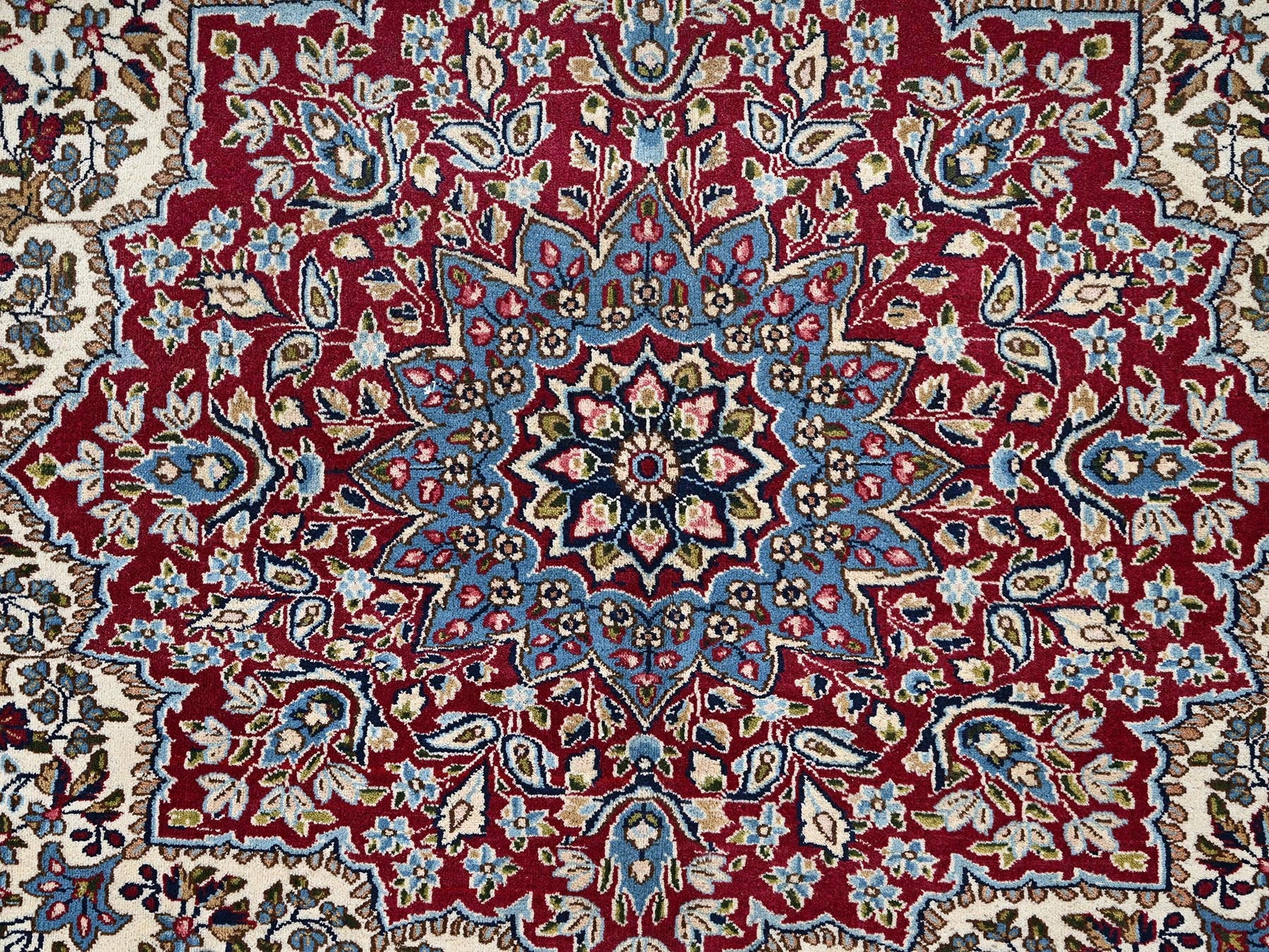 Kerman Vintage hand-knotted wool rug in Ivory & Red, 9'10" x 12'7" — SKU O02078 (view 9)