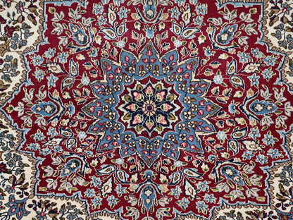Kerman Vintage hand-knotted wool rug in Ivory & Red, 9'10" x 12'7" — SKU O02078 (view 9)
