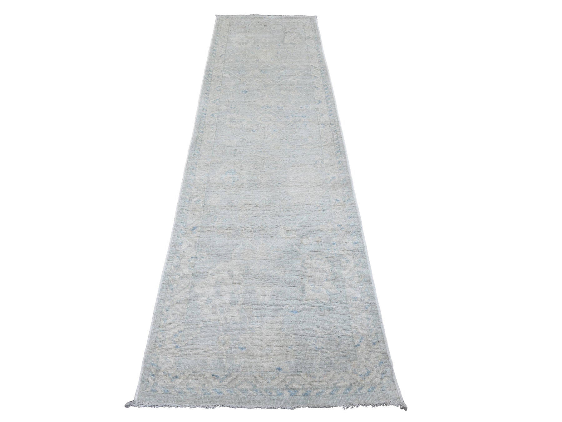Oushak Oushak hand-knotted wool runner in Gray & Ivory, 2'8" x 9'8" — SKU O020791