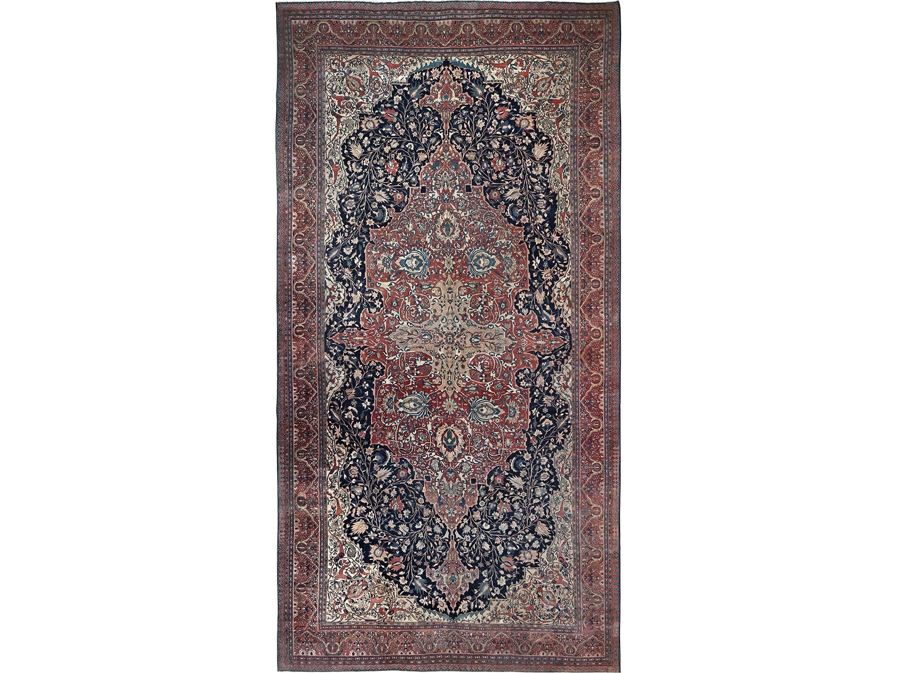 Sarouk Antique hand-knotted wool rug in Red, 14' x 25'9" — SKU O02079