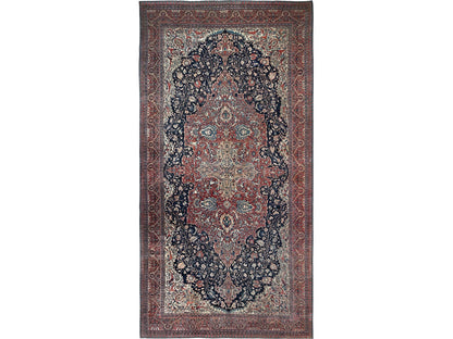 Sarouk Antique hand-knotted wool rug in Red, 14' x 25'9" — SKU O02079
