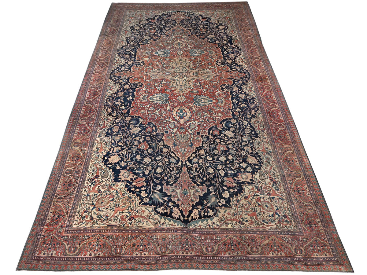 Sarouk Antique hand-knotted wool rug in Red, 14' x 25'9" — SKU O02079 (view 2)