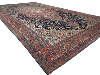Sarouk Antique hand-knotted wool rug in Red, 14' x 25'9" — SKU O02079 (view 3)