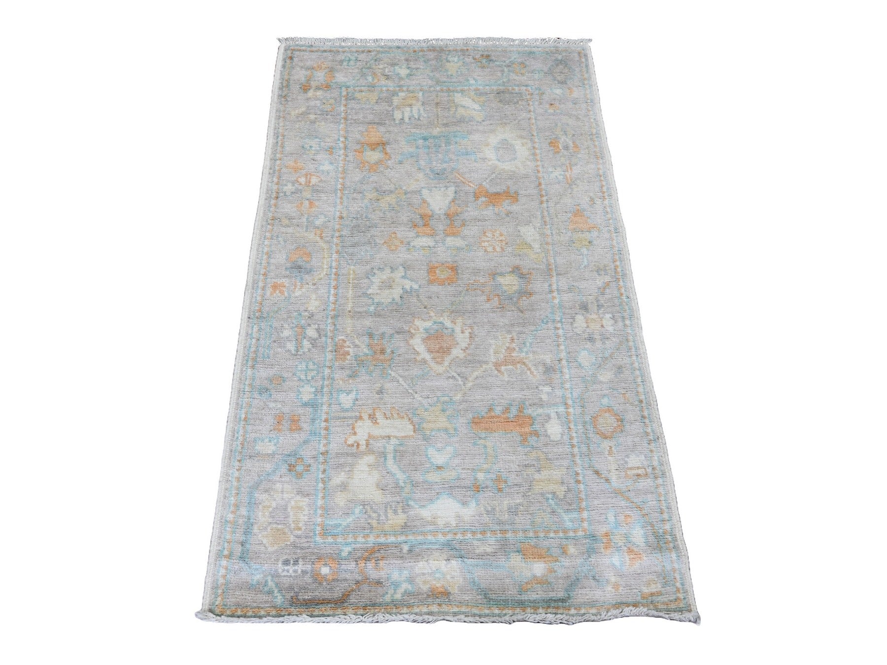 Oushak Oushak hand-knotted wool rug in Gray, 2'10" x 4'9" — SKU O020805