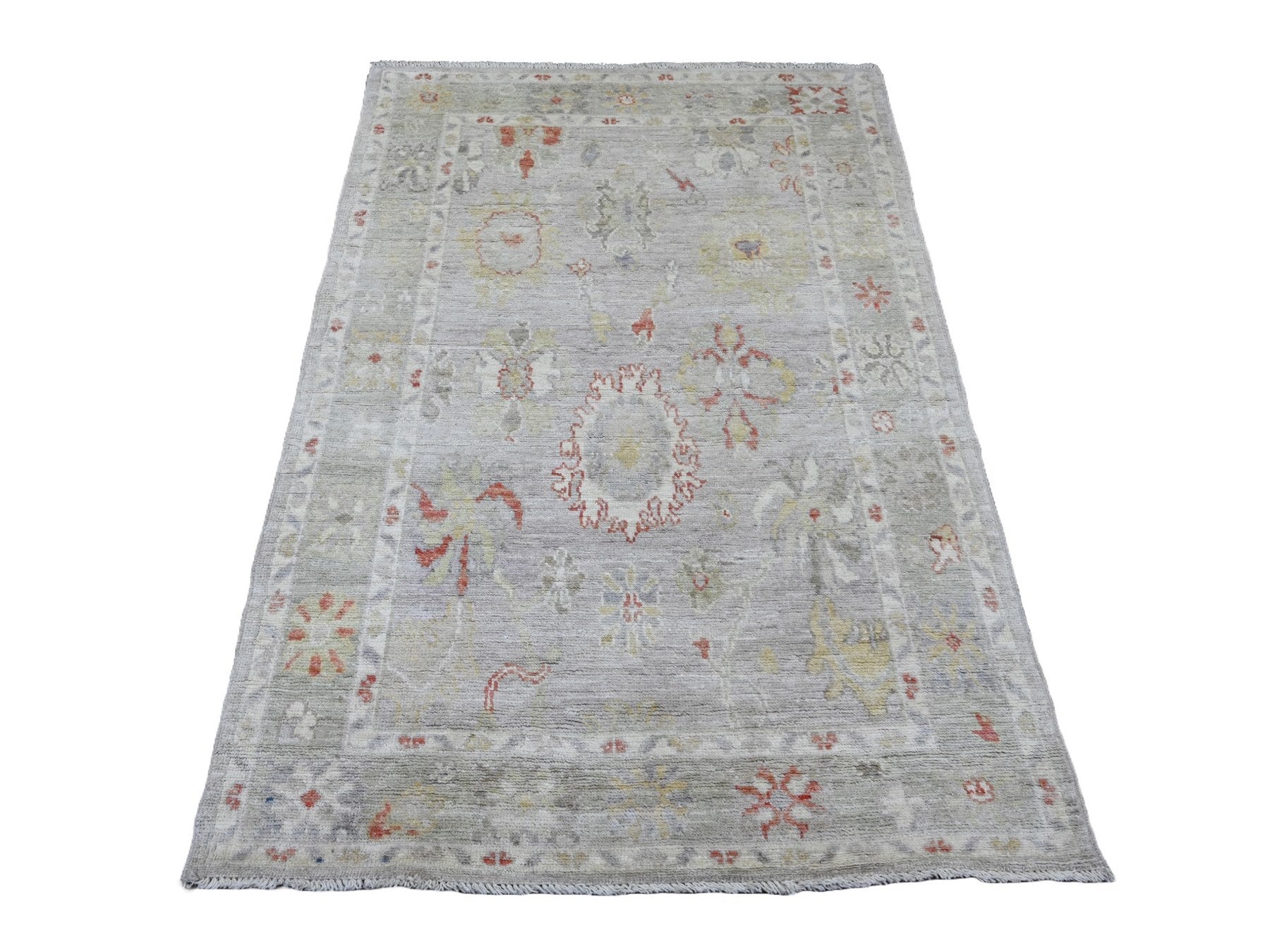 Oushak Oushak hand-knotted wool rug in Gray & Green, 3'11" x 5'9" — SKU O020809