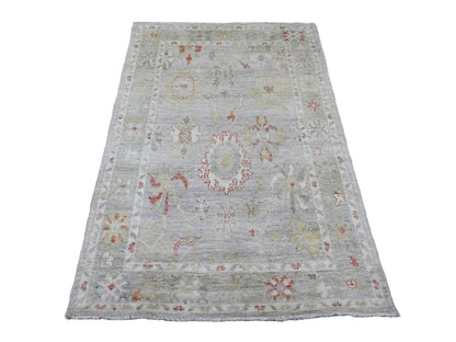 Oushak Oushak hand-knotted wool rug in Gray & Green, 3'11" x 5'9" — SKU O020809