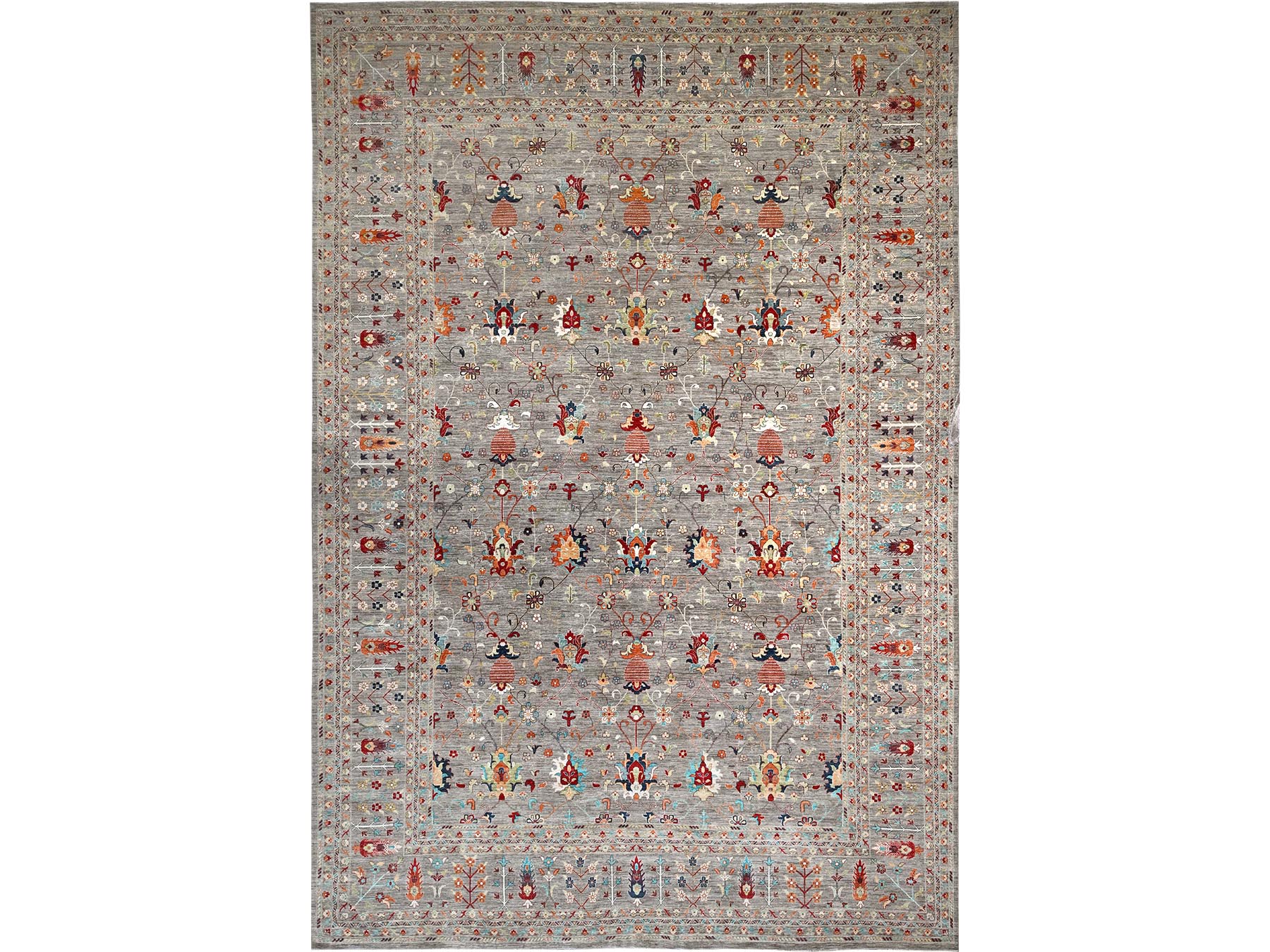 Grey 18'3" x 23'9" Tribal & Geometric Hand knotted Wool Rug - Sku: O02080