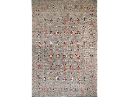 Tribal & Geometric hand-knotted wool rug in Gray, 18'3" x 23'9" — SKU O02080