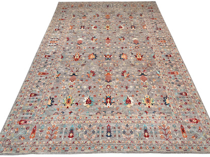 Tribal & Geometric hand-knotted wool rug in Gray, 18'3" x 23'9" — SKU O02080 (view 2)