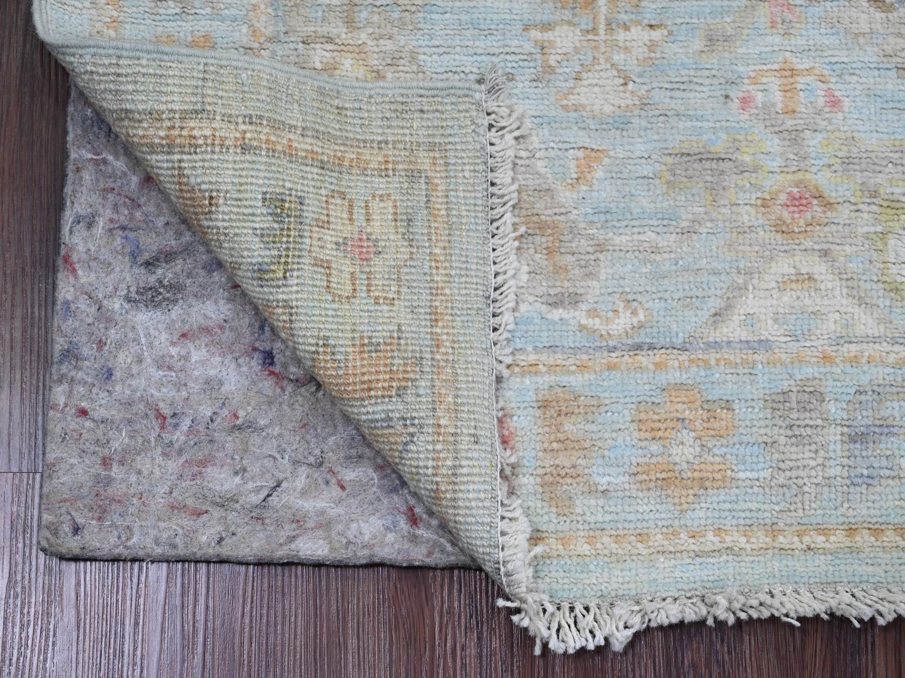 Blue 2'10" x 9'10" Oushak / Peshawar Hand knotted Wool Rug - Sku: O020810