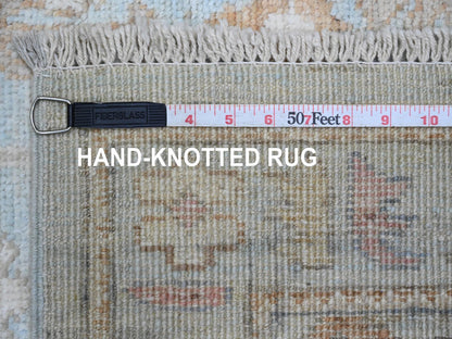 Blue 2'10" x 9'10" Oushak And Peshawar Hand knotted Wool Rug - Sku: O020810