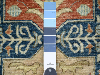 Peshawar Oushak hand-knotted wool runner in Blue & Orange, 2'7" x 11'9" — SKU O020815 (view 3)
