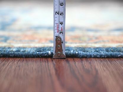 Blue 2'7" x 11'9" Oushak And Peshawar Hand knotted Wool Rug - Sku: O020815