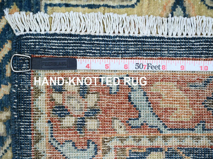 Blue 2'7" x 11'9" Oushak And Peshawar Hand knotted Wool Rug - Sku: O020815