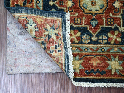 Blue 2'7" x 7'11" Oushak And Peshawar Hand knotted Wool Rug - Sku: O020819
