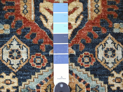 Blue 2'7" x 7'11" Oushak And Peshawar Hand knotted Wool Rug - Sku: O020819