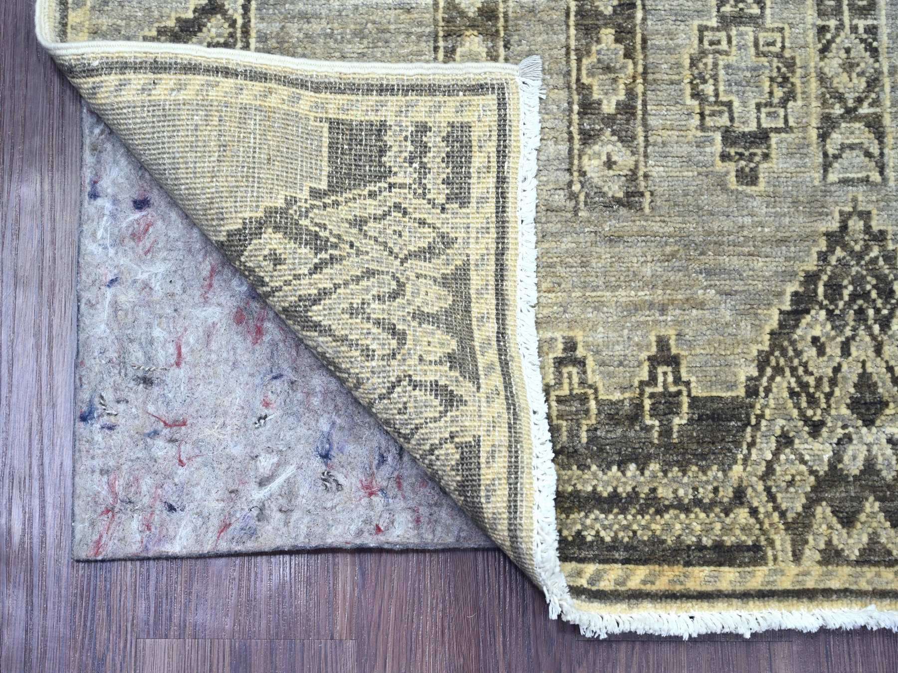 Tribal & Geometric hand-knotted wool runner in Gray, 3'11" x 11'9" — SKU O020823 (view 2)