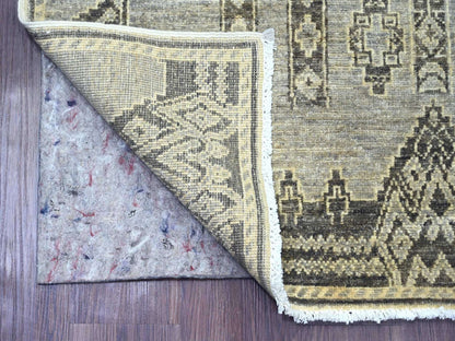Tribal & Geometric hand-knotted wool runner in Gray, 3'11" x 11'9" — SKU O020823 (view 2)