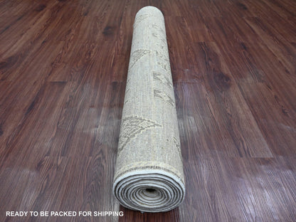Tribal & Geometric hand-knotted wool runner in Gray, 3'11" x 11'9" — SKU O020823 (view 4)